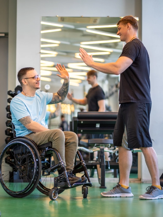 Patient undergoing rehabilitation workout